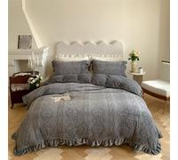 JYHHGDS Comforter Set Queen Winter Warm Bedding 4 Piece Set Milk Velvet Twisted Flower Pattern Bed Sheet Set Soft Complete Bedding(G,King)
