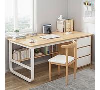JYHHGDS Computer Desk with 3 Drawers, Home Office Desk with Wide Tabletop and File Drawer, Stable Writing Study Table PC Desk,Modern Work Desk Workstation (120x50x75cm(47x20x29in), Wood)