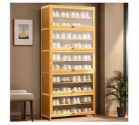 JYHHGDS Large Capacity Bamboo Shoe Cabinet, 11 Tier Flip Door, 48-52 Pairs, Brown, Contemporary, Entryway, Hallway, Bedroom, Living Room, 172cm x 32cm x 80cm