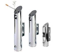 JYHHGDS Outdoor Cylinder Wall Mounted Ashtray, Stainless Steel Cigarette Ash Bin, Outside Patio Lock Column Public Cigarette Ash Tray Bin,Silver