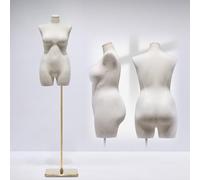 JYHHGDS Plus Size Adjustable Female Dress Form Mannequin with Stand - Half Body Torso for Retail Display, Height Adjustable Silver Mannequin, Ideal for Tailoring & Fashion Show, Gold-Stand B