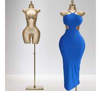 JYHHGDS Plus Size Sexy Female Mannequin with Large Butt, Half Body Dress Form Torso, Beige Sewing Mannequin with Gold Metal Stand for Fashion Display and Tailoring, Khaki-One Size