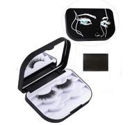 JYHi False Eyelash Storage Case with Mirror Lash Organizer Holder Box Empty Makeup Cosmetic Travel Case and 3 Pari Strip Lash Container (Black)