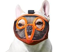 JYHY Short Snout Dog Muzzles- Adjustable Breathable Mesh Bulldog Muzzle for Biting Chewing Licking Training Grooming Dog Mask (Orange, S(23-31cm))