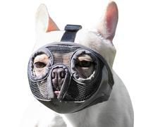 JYHY Short Snout Dog Muzzles- Adjustable Breathable Mesh Bulldog Muzzle for Biting Chewing Licking Training Grooming Dog Mask (Grey, S(23-31cm))