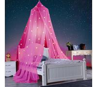 jyibinee 1 Set Dome Bed Canopy Foldable Glow-in-The-Dark Polyester Stars Princess Canopy Bed Room Decor Household Supplies Bed Net