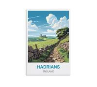 JYICUNCHO Hadrians England Vintage Travel Posters 12x18inch(30x45cm) Canvas Prints Wall Art Paintings Pictures for Living Room Bedroom Wall Decor