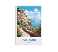 JYICUNCHO Positano Italy Vintage Travel Posters 12x18inch(30x45cm) Canvas Prints Wall Art Paintings Pictures for Living Room Bedroom Wall Decor