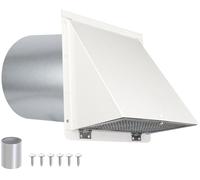 JYINCPED 12 Inch Hooded Wall Vent with Screen and Damper, Galvanized Steel Exterior Wall Exhaust Vent Cover Cap for Kitchen Range Hood Dryer Duct Ventilation Outside Air Exhaust Applications, White