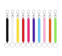 Jyinelx 10Pcs Stretchable Keyring with Clip, Anti-Theft Retractable Keychain, Extendable Keyring with Clip, Spiral Suitable for School and Work, Keys, Wallet, and ID Card Holder (Bright Colors)