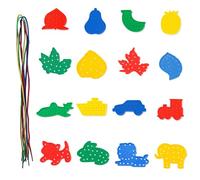 Jyinelx 16 PCS Threading, Toddler Activities, Transportation and Animal Shapes Lacing Cards with Lines, Early Learning Game
