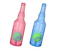 Jyinelx 2 Pcs Balls in a Bottle Dog Toy,Dog Bottle Toy,Ball in Bottle Dogs Toy,Dogs Toys Water Bottle Cruncher,for Large and Small Do-g (Blue,Red)