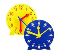 Jyinelx 2Pcs Childrens Clock, 1 Yellow Learn to Tell The Time Clock and 1 Blue Learning Clock, 24-Hour Format, Three-Pin Linkage Teaching Clocks for Children, Suitable for Children Over 4 Years Old