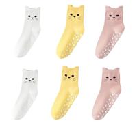 Jyinelx 3 Pairs Cute Socks, Cute Cat Pattern Socks for Women, Sweat-Absorbent, Breathable and Non-Slip, Cat Paw Is a Warm and Interesting Gift for Ladies and Girls
