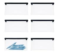 Jyinelx 6PCS Set Ins Clear Pencil Case, Black A5 Clear Pencil Case for Exams, Large, Student Examination Zipper Storage Bag Coin Wallet.