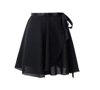 Jyinelx Dance Skirts for Women with Elastic Ties Short Ballet Skirt Sheer Chiffon Women's Ballet Wrap Skirt Adult Girls Womens Skirts(Black)