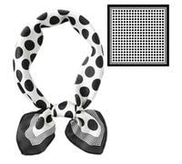 JYJLLM 1 pieces Four leaf clover silk scarf for women uk,Large Square Satin Headscarves Hair Scarves,Silk Accessories Classic Patterned Squares Beach Bandanas for Women (Black and white spots)