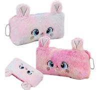JYJLLM 2-Pack Plush Cat Pen Cases - Soft Fluffy Desk Organizer in Pastel Pink & Rose Pink, Aesthetic Stationery Holder for Adult Collectors, Office & Home Decor