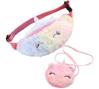JYJLLM 2 Pack Plush Shoulder Bags for Girls, Adjustable Crossbody Kids Purse Set with Detachable Strap - Cute Princess Handbags for Ages 3-12, Soft Plush Toy-Like Bags (Small and large pink)