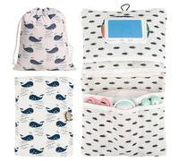 JYJLLM 2-Piece Whale Storage Bag Set with 1 x Foldable Wet Wipe Bag 37.5 x 22.5 cm and 1 x Blue Whale Bag 19.5 x 25 cm, Organiser for On the Go