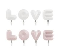 JYJLLM 2 Pieces Originality Love Wall Hanging Hooks With 4 Hooks, Wall Mounted for Towels, Coats, Keys - Applicable to Door, Kitchen, Bathroom, Living Room, Office
