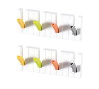 JYJLLM 2 Pieces Piano Wall Hanging Hook, Towel and Coat Hook With 4 Hooks, Wall Mounted for Door, Heavy Duty, Applicable to Kitchen Bathroom Living Room Office