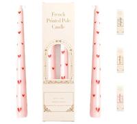 JYJLLM 25cm Elegant Taper Candles - 8 Hour Burn Non-Drip Dinner Candles, Unscented Floral Printed Candlesticks for Wedding/Party/Afternoon Tea, Eco-Friendly Cotton Wick Home Decor (Pink)