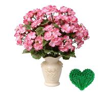 JYJLLM 3 Bundles Pink Artificial Begonia Flowers with 10 Cable Ties, UV Resistant Faux Silk Blooms for Outdoor Indoor Garden Window Box Home Decor