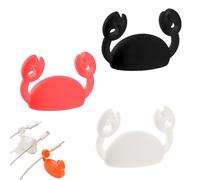 JYJLLM 3-Piece Crab-Shaped Cable Clips - Self-Adhesive Wall Hooks for Cable Management, Home Office Desk, Data Cords (Cute Organizer Holds Headphones/Chargers) No Damage Stick-on Hooks