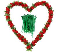 JYJLLM 3PCS Red Artificial Rose Garland 42 Flowers Each 230cm with 20 Cable Ties, Fake Silk Hanging Vine for Wedding Arch Party Home Decor