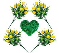 JYJLLM 4PCS Artificial Lemon Eucalyptus Branches with 10 Cable Ties, Fake Fruit Stem for Kitchen Dining Table Home Decor