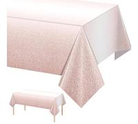 JYJLLM 54 x 108 Inch elegant birthday table cloth & party table cover set - waterproof plastic table cover in more - perfect for any table cloth party, disposable paper tablecloths (Rose Gold)