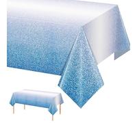 JYJLLM 54 x 108 Inch elegant birthday table cloth & party table cover set - waterproof plastic table cover in more - perfect for any table cloth party, disposable paper tablecloths (blue)