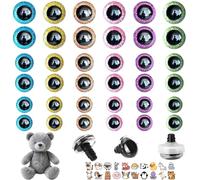 JYJLLM 86PCS 3D Glitter Safety Eyes Set, 36 Plastic Craft Eyes 6 Colors 3 Sizes with 50 Animal Stickers for Amigurumi Doll Making