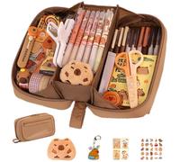 JYJLLM Adorable Capybara Stationery Organizer，Large Capacity Capybara Pencil Pouch，5 Layers Clear Pencil Cases Bag，Pencil Pouches Aesthetic with Sticky Notes Stickers Pins for School Supplies