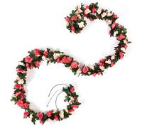 JYJLLM Artificial Flowers Garlands - 45 simulated roses Artificial Flower Vines for Decorations, Faux White Rose Floral Arch with Realistic Design for Home, Garden, Indoor/Outdoor (Pink)