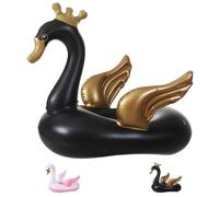 JYJLLM Baby Swan Float with Safety Harness - Inflatable Toddler Pool Seat for 1-5 Years Kids, Anti-Slip Handle Bathtub Floatie, Premium Swan Shape Baby Swimming Raft (black)