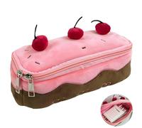JYJLLM Cute Pink Cherry Cake Pencil Case, 7.9x3.9 Inch Pencil Pouch Box Big Capacity Plush Pencil Bag Fuzzy Cherry Pencil Case Pen Organizer,Holder Case for Girls Women Gift