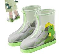 JYJLLM Dinosaur Pattern Waterproof Overshoes, Green Transparent Reusable Shoe Covers for Cycling, Outdoor Activities & Rain Protection, Adult All-Weather Footwear Covers (green, M)