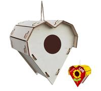 JYJLLM heart-shaped Kids Paint Your Own Wild Bird Nest Box,bird house,bird houses for garden,bird box,bird nesting box,wooden bird table,Suitable For Many (Circle)