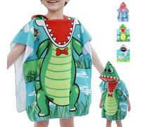 JYJLLM Kids Hooded Poncho Towel 2 in 1 - Changing Robe - Swim Towel, Quick Dry Microfiber Beach Cover Up for Swimming Surfing, Soft Hooded Towels for Children 3-12 Years UK Summer Essentials(Green)