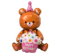 JYJLLM Little Bear birthday decoration balloon jumbo 70cm tall happy birthday balloons，party balloons，Self Standing Aluminum Foil Animal Balloons Decorations (Brown Cake Bear)
