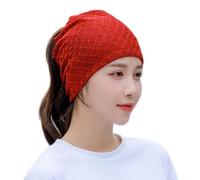 JYJLLM Multiple Wearing Methods Thin Breathable Sun Protection Stretchy Helmet Liner，Running hat，Skull Cap，Summer Beanie hat Men，Summer Hats for Women，Multifunctional Headwear (Elastic lace, red)