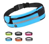JYJLLM Slim Running Belt, Reflective Run Waist Belt for Workout Jogging with Headphone Port, Lightweight, Compact, and Large Capacity，Tight fit Without Shaking，Multiple Colors to (Blue)
