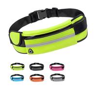 JYJLLM Slim Running Belt, Reflective Run Waist Belt for Workout Jogging with Headphone Port, Lightweight, Compact, and Large Capacity,Tight fit Without Shaking,Multiple Colors to (Fluorescent Green)