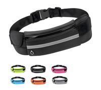 JYJLLM Slim Running Belt, Reflective Run Waist Belt for Workout Jogging with Headphone Port, Lightweight, Compact, and Large Capacity，Tight fit Without Shaking，Multiple Colors to (Black)