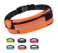 JYJLLM Slim Running Belt, Reflective Run Waist Belt for Workout Jogging with Headphone Port, Lightweight, Compact, and Large Capacity,Tight fit Without Shaking,Multiple Colors to (Orange)