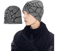 JYJLLM Spider Web Unisex Skull Cap, Cotton Beanie - Running Cycling Sleeping Cap for Men Women (Black, Gray)