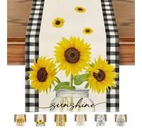 JYJLLM sunflower linen table runner,Seasonal Spring Kitchen Dining Table Decoration for Home Party Decor 33x180 cm,holidays, Buffet Parties & Wedding Use, Tropiques - Spring/Summer (Sunflower 1)