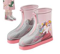 JYJLLM Unicorn Rainbow Pattern Waterproof Overshoes, Pink Transparent Reusable Shoe Covers for Cycling, Outdoor Activities & Rain Protection, Adult All-Weather Footwear Covers (pink, S)